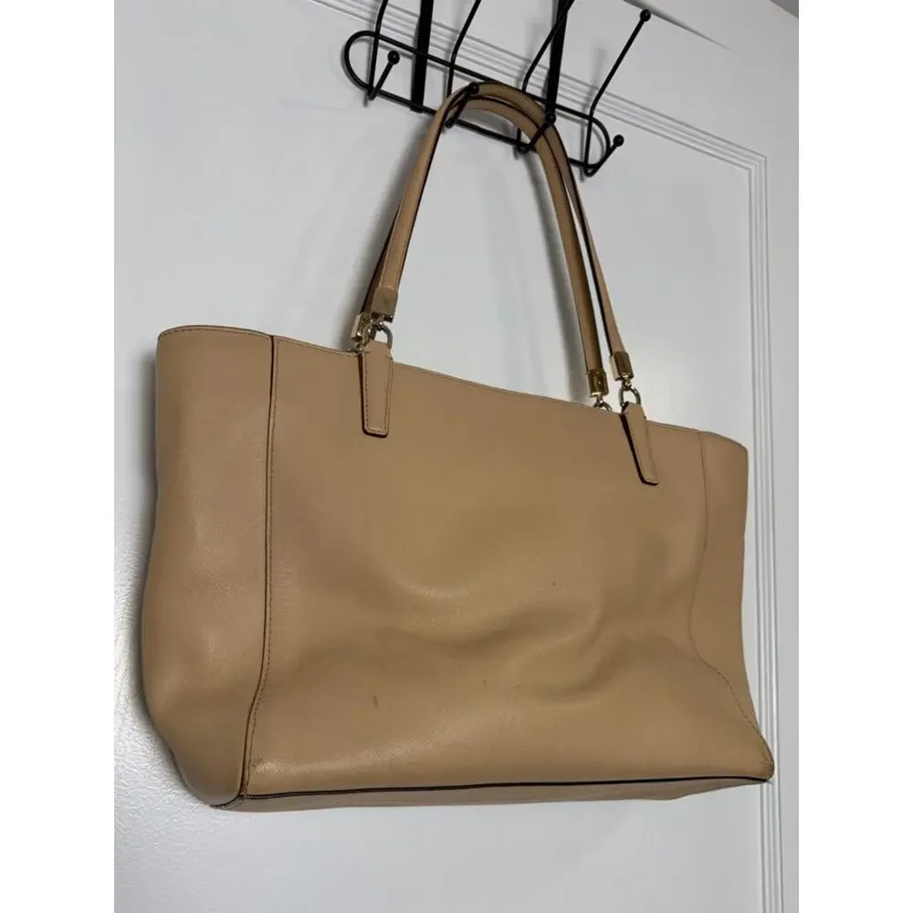 Coach Madison Tan Beige Leather Zip Top Tote Bag 29002